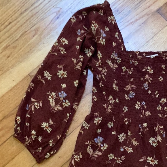 Madewell Lucie Smocked Square Neck Cotton Blouse Dark Merlot size 6 - Picture 6 of 11